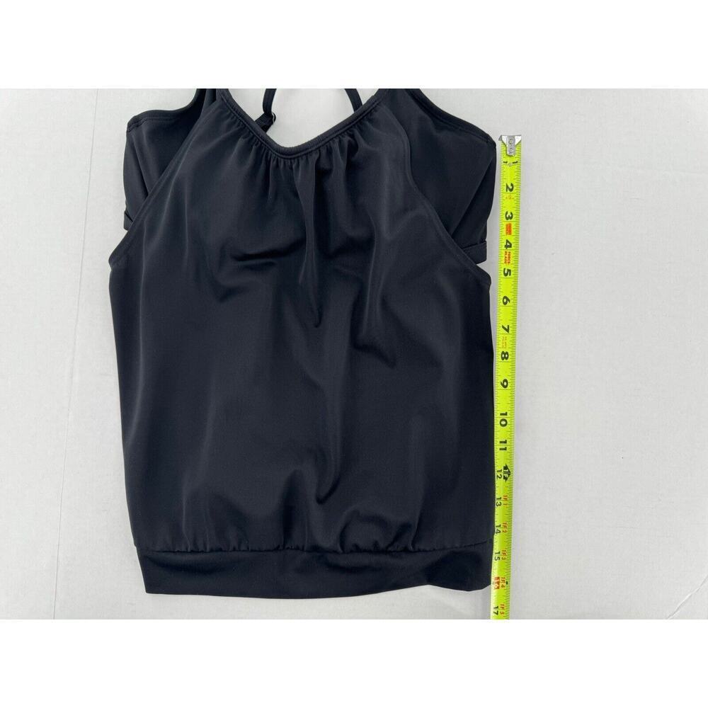 Athleta Swim Top Tankini Size 34 D/DD Black Cut Out Criss Cross Underwire - Picture 3 of 14